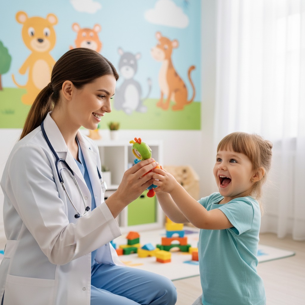 happy child with doctor